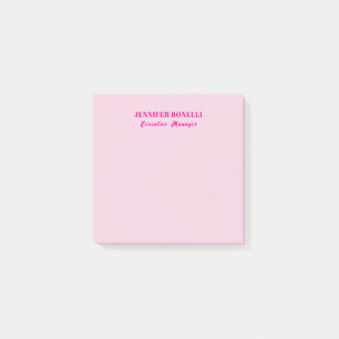Minimalist pink trendy personalised customise name post-it notes