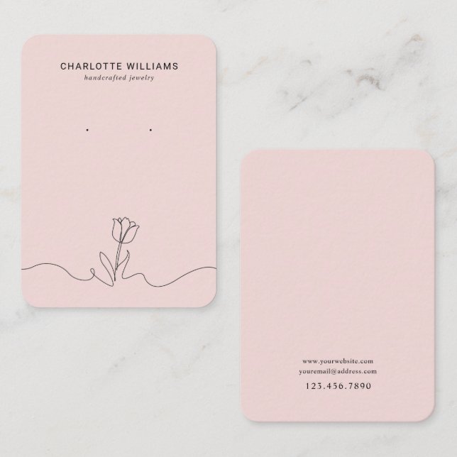 Minimalist Pink Tulip Jewellery Display Card (Front/Back)