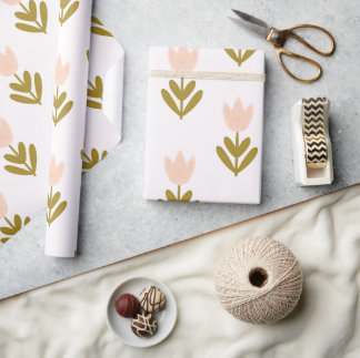 Minimalist Pink Tulip Wrapping Paper