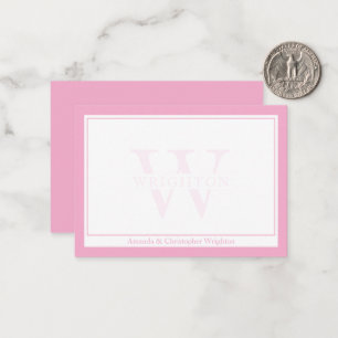 Minimalist Pink Two Border Monogram Couple Card