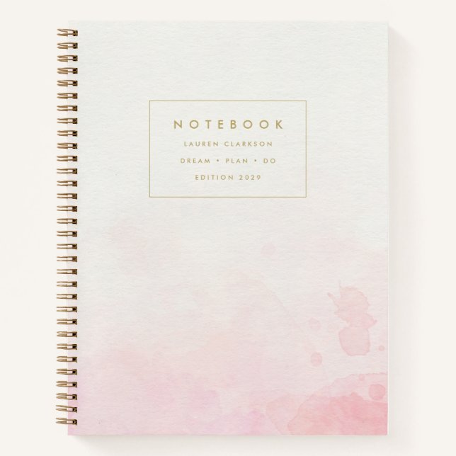 Minimalist Pink Watercolor Notebook (Front)