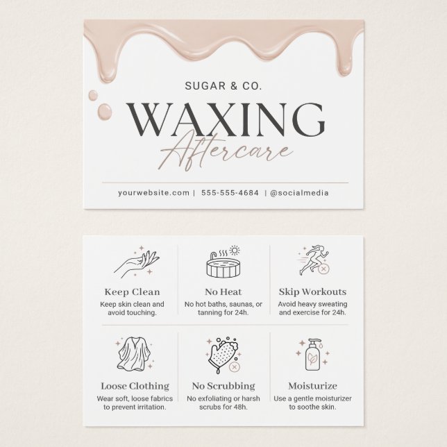 Minimalist Pink Waxing Aftercare Instructions (Front & Back)