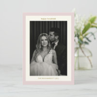 Minimalist Pink Wedding Couple Two Photo Hanukkah