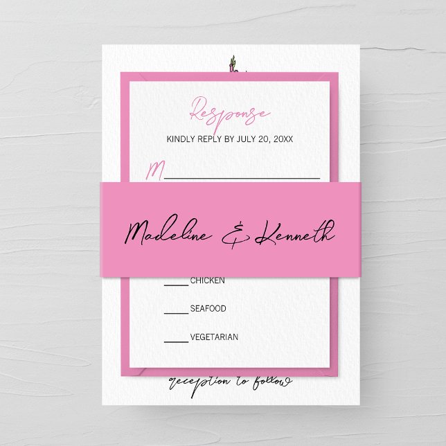 Minimalist Pink Wedding  Invitation Belly Band (Creator Uploaded)
