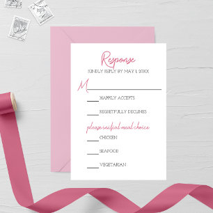 Minimalist Pink Wedding RSVP Card