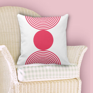 Minimalist Pink & White Circle Pattern Cushion