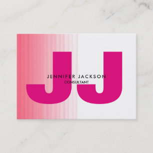 Minimalist Pink White Monogram Trendy Modern Business Card