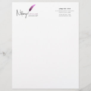 Minimalist Pink & White Simple Modern Notary Custom Letterhead