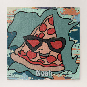 Minimalist Pizza with Sunglasses Classic Jigsaw Puzzle