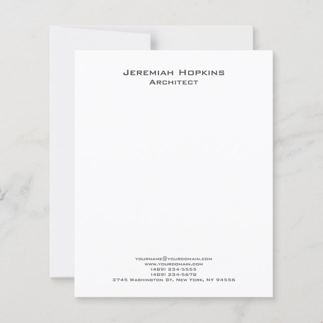 Minimalist Plain Architect Company Paper Sheet (Front)