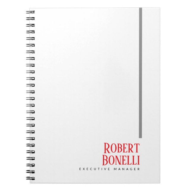 Minimalist Plain Black Red & White Modern Plain Notebook (Front)
