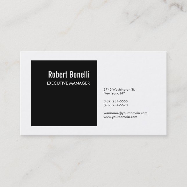 Minimalist Plain Black & White Modern Lovely Business Card (Front)