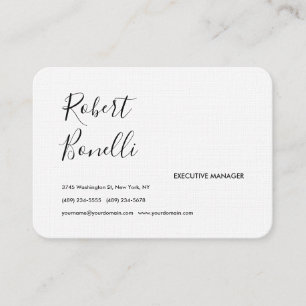 Minimalist Plain Black & White Modern Lovely Linen Business Card