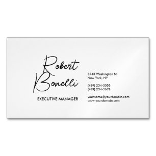 Minimalist Plain Black & White Modern Lovely  Magnetic Business Card