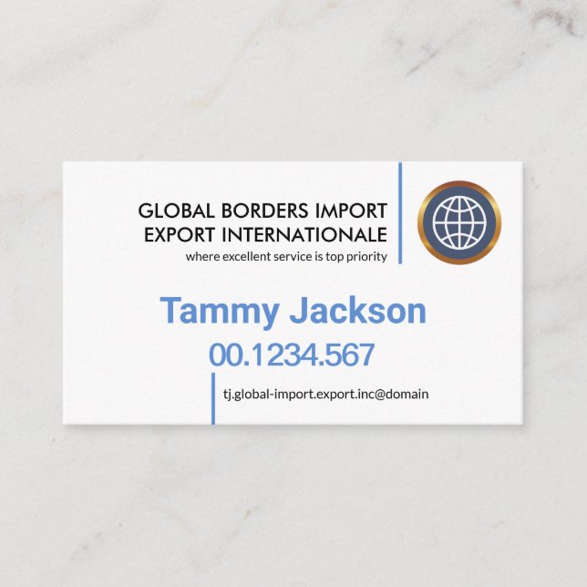 Minimalist Plain Blue Lines Founder CEO Business Card (Front)