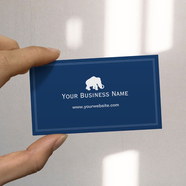 Minimalist Plain Blue Mammoth Elephant  Business Card (Creator Uploaded)