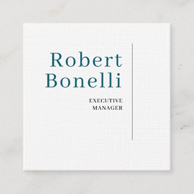 Minimalist Plain Blue & White Modern Plain Square Business Card (Front)