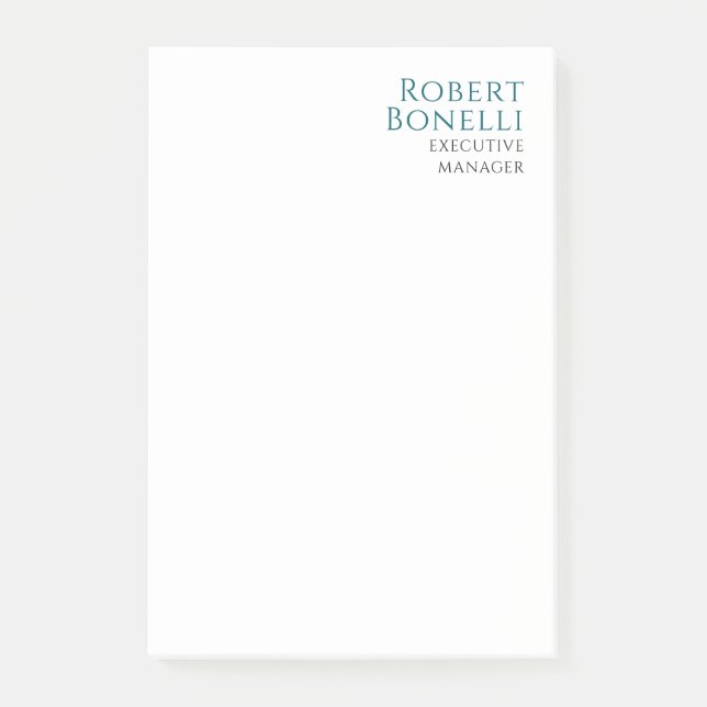 Minimalist Plain Blue & White Modern Post-it Notes (Front)