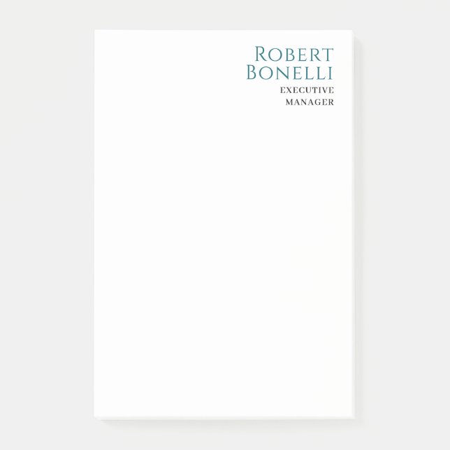 Minimalist Plain Blue & White Modern Post-it Notes (Front)