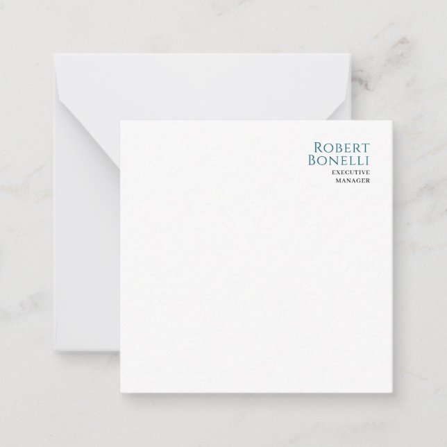 Minimalist Plain Blue & White Modern Your Name Card (Front)