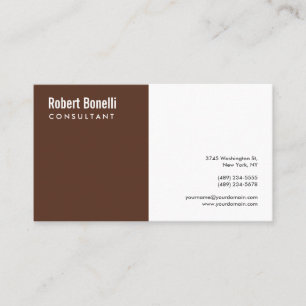 Minimalist Plain Brown White Modern Business Card