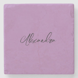 Minimalist Plain Calligraphy Own Name Lavender Stone Coaster