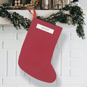 Minimalist Plain Clean Simple Berry Red Small Christmas Stocking