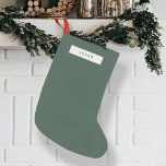 Minimalist Plain Clean Simple Forest Green Small Christmas Stocking<br><div class="desc">A minimalist holiday stocking design with a retro vintage typewriter style typography font with your custom name over a plain background in a range of colours. The perfect festive gift or home accessory for the holiday season!</div>