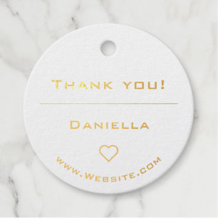 Minimalist Plain Clear Design Heart Thank You Logo Favour Tags