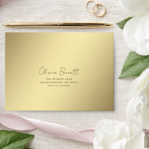 Minimalist Plain Gold Wedding Envelope