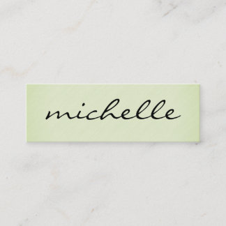 Minimalist Plain Green with Cursive Text Mini Business Card