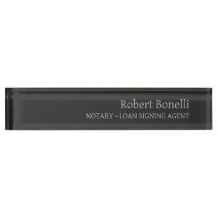 Minimalist Plain Grey Modern Notary Loan Agent Nameplate