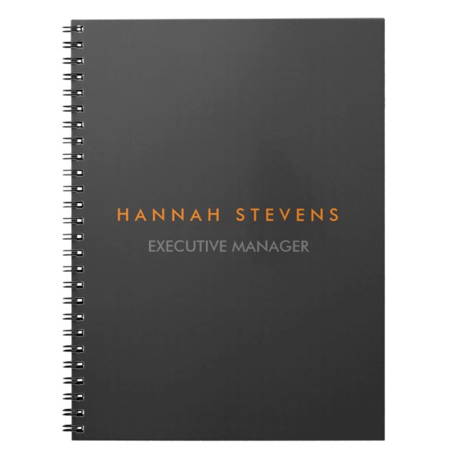Minimalist Plain Grey Professional Modern Notebook (Front)