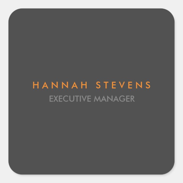 Minimalist Plain Grey Professional Modern Square Sticker (Front)