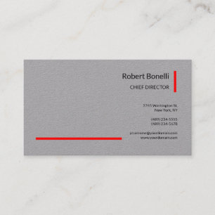 Minimalist Plain Grey Red Modern Professlonal Business Card