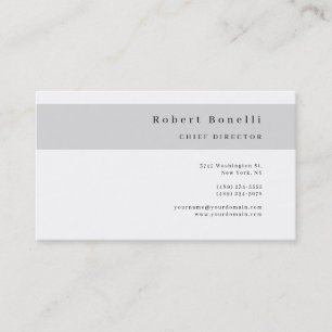Minimalist Plain Grey White Modern Business Card