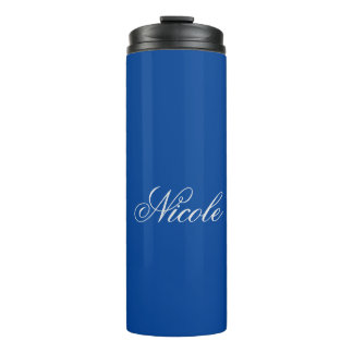 Minimalist Plain Handwritten Own Name Deep Blue Thermal Tumbler
