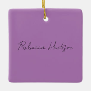 Minimalist Plain Handwritten Own Name Lavender Ceramic Ornament