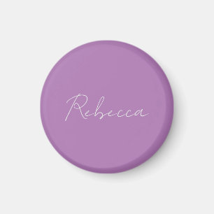 Minimalist Plain Handwritten Own Name Lavender Magnet