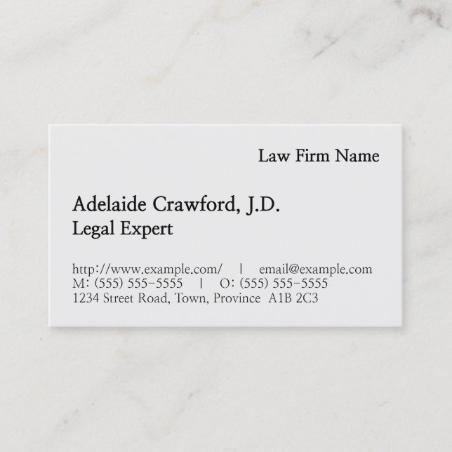 Minimalist, Plain Law Professional Business Card (Front)