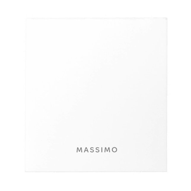Minimalist Plain Modern Add Own Name Notepad (Front)