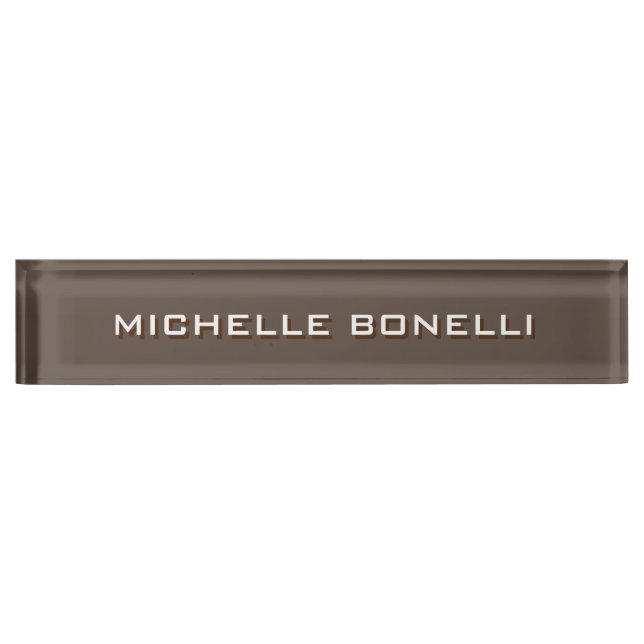 Minimalist Plain Modern Brown Nameplate (Front)