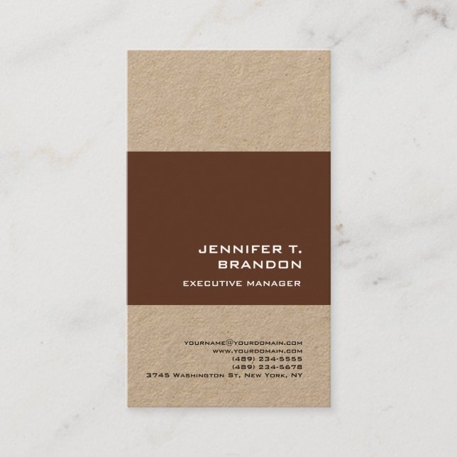 Minimalist Plain Modern Brown Professional Kraft Business Card (Front)