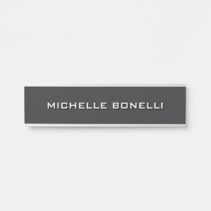 Minimalist Plain Modern Dark Grey Door Sign