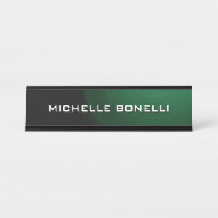 Minimalist Plain Modern Green Black Desk Name Plate