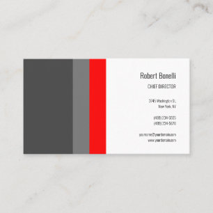 Minimalist Plain Modern Grey Red White Business Card