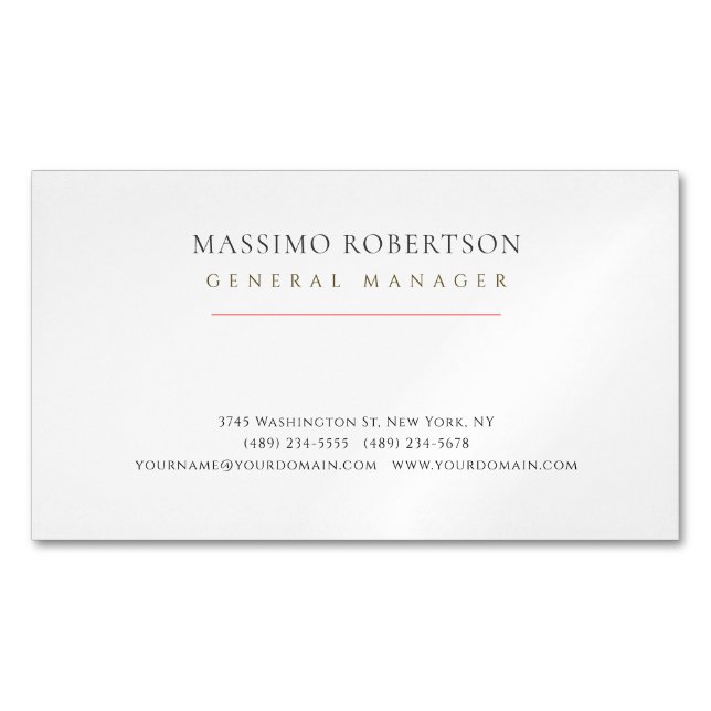 Minimalist Plain Modern  Magnetic Business Card (Front)