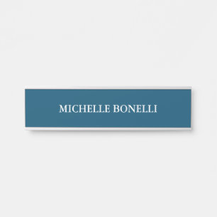 Minimalist Plain Modern Ocean Blue Door Sign