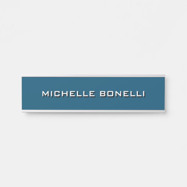 Minimalist Plain Modern Ocean Blue Door Sign (Front)