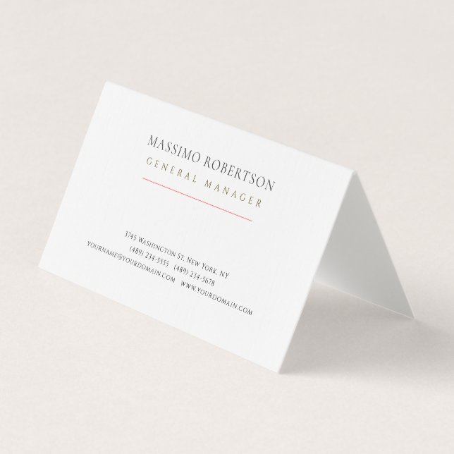 Minimalist Plain Modern Premium Linen Business Card (Front)